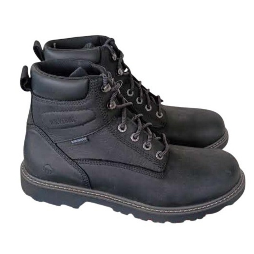Wolverine NWT Floorhand WP Mens 6in Waterproof Work Boots Black Leather‎ Size 12